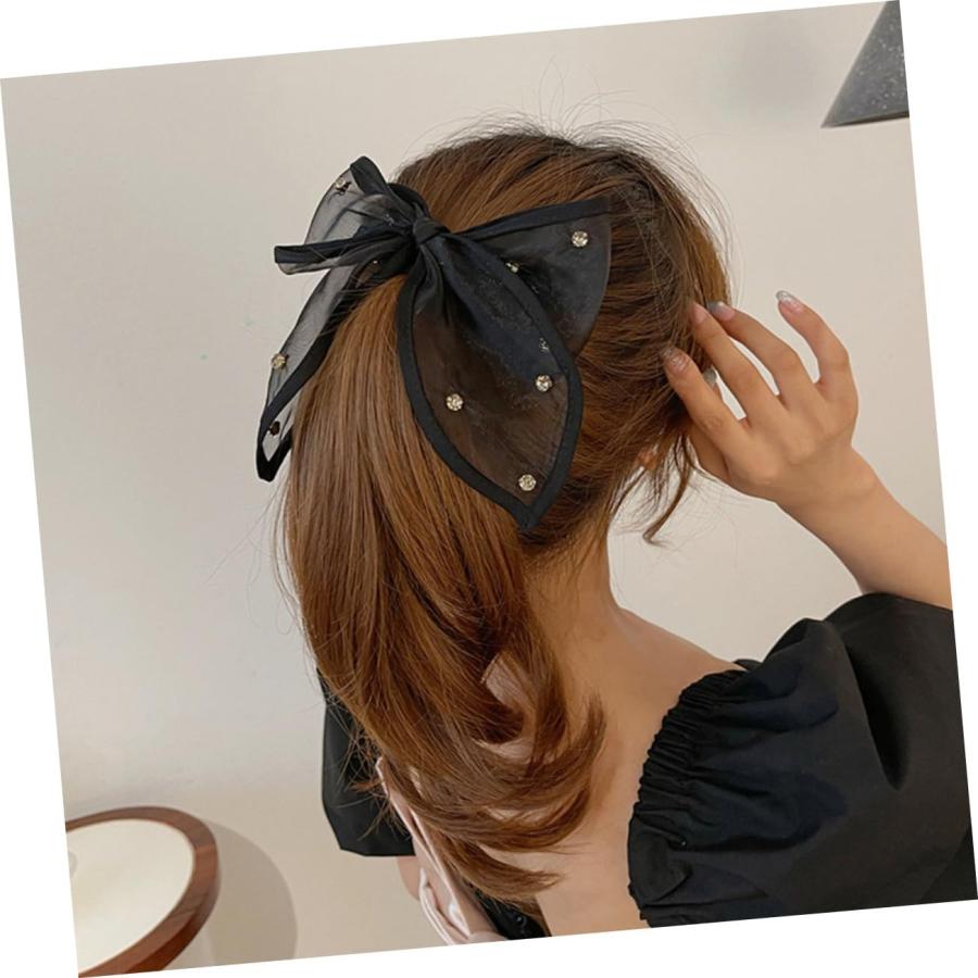 バレッタ ラインストーンリボンバレッタ 送料無料 大人 かわいい ヘア