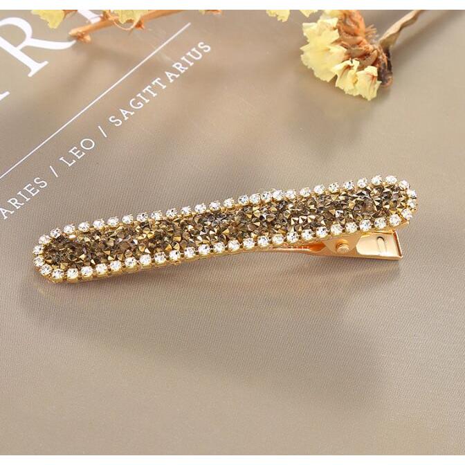 ヘアクリップ ラインストーンぎっしりスリムゴールドへアクリップ 送料