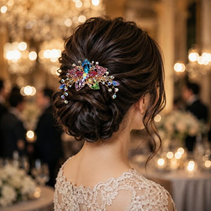 コーム 髪飾り ヘアアクセサリー フラワー送料無料 メタルコーム