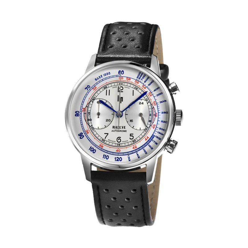 リップ LIP 腕時計 メンズ RALLYE 41mm ラリー シルバー クロノグラフ ブラックレザーベルト 革ベルト ステンレスベルトの画像