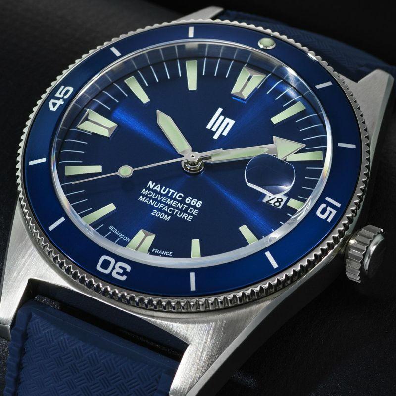 リップ LIP 腕時計 自動巻き 機械式 メンズ MANUFACTURE NAUTIC 666 マニュファクチュール ノーティック666 シルバー エラストマーベルト  ラバーベルトの画像