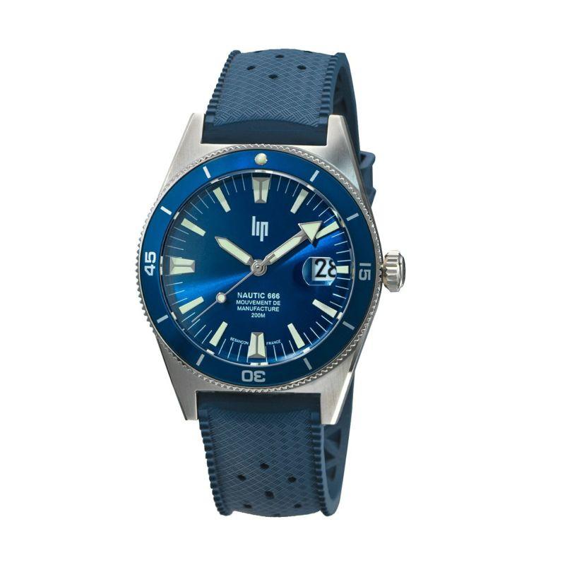 リップ LIP 腕時計 自動巻き 機械式 メンズ MANUFACTURE NAUTIC 666 マニュファクチュール ノーティック666 シルバー エラストマーベルト  ラバーベルトの画像