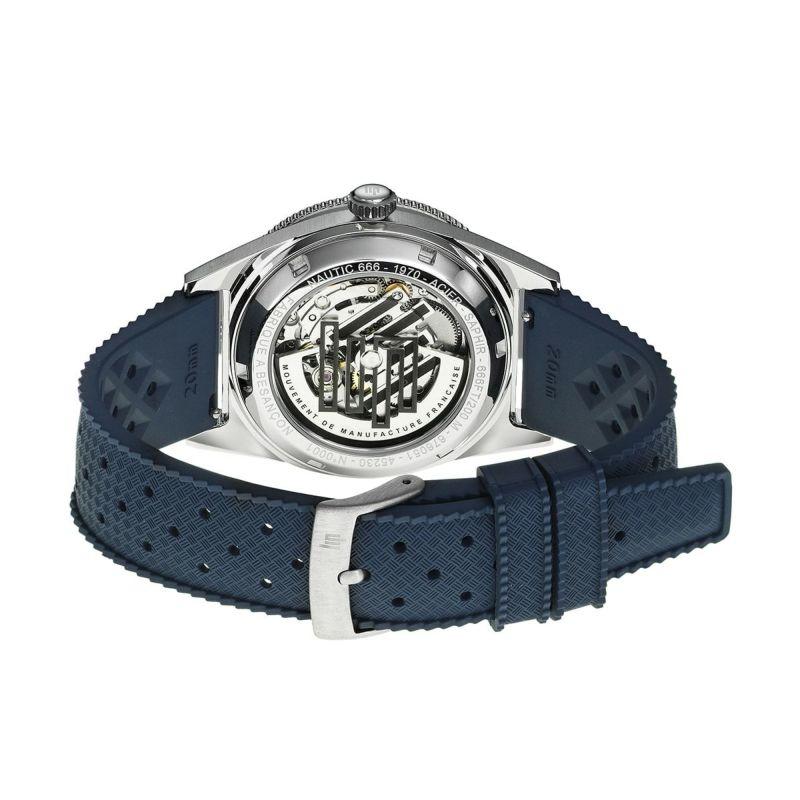 リップ LIP 腕時計 自動巻き 機械式 メンズ MANUFACTURE NAUTIC 666 マニュファクチュール ノーティック666 シルバー エラストマーベルト  ラバーベルトの画像
