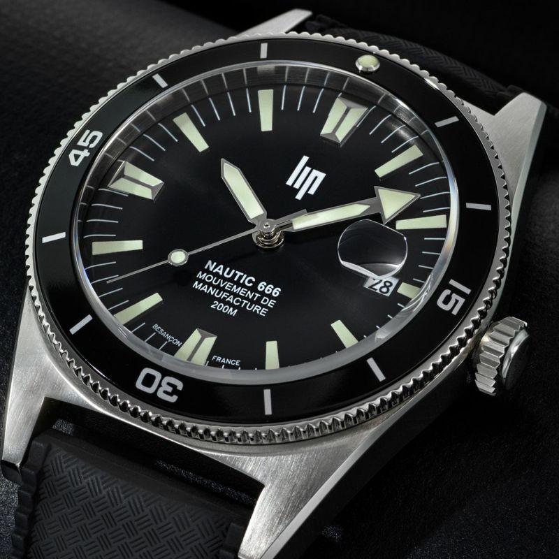 リップ LIP 腕時計 自動巻き 機械式 メンズ MANUFACTURE NAUTIC 666 マニュファクチュール ノーティック666 シルバー エラストマーベルト  ラバーベルトの画像