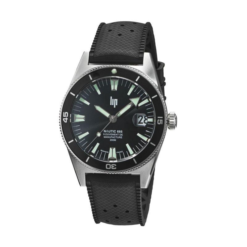 リップ LIP 腕時計 自動巻き 機械式 メンズ MANUFACTURE NAUTIC 666 マニュファクチュール ノーティック666 シルバー エラストマーベルト  ラバーベルトの画像