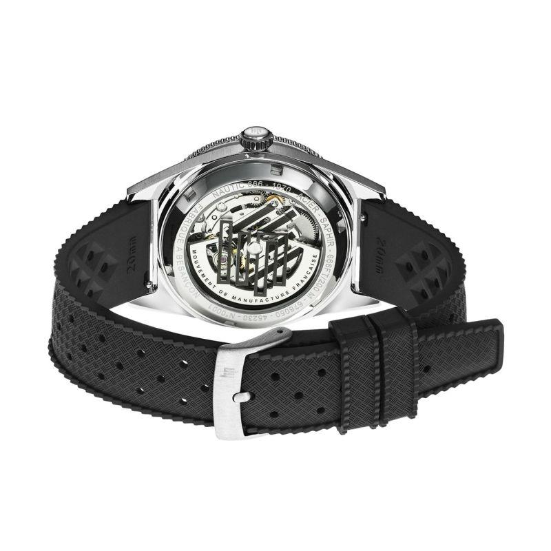 リップ LIP 腕時計 自動巻き 機械式 メンズ MANUFACTURE NAUTIC 666 マニュファクチュール ノーティック666 シルバー エラストマーベルト  ラバーベルトの画像