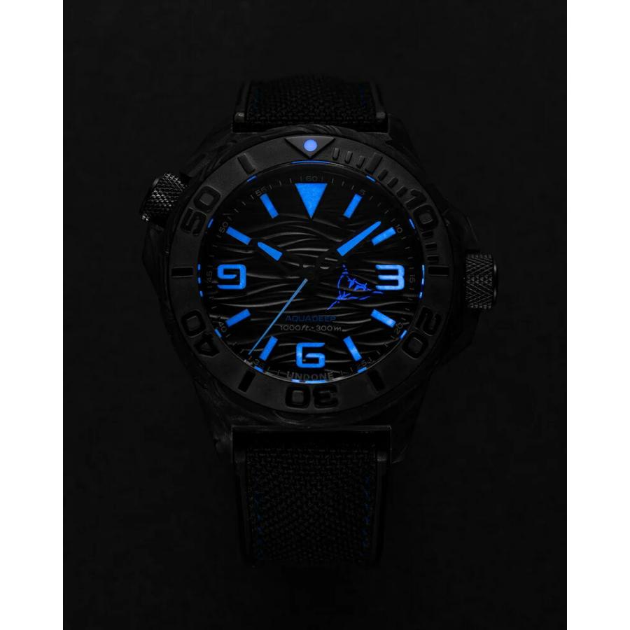 アンダーン UNDONE 腕時計 自動巻き メンズ 機械式 Aquadeep CARBON MAGGY アクアディープ アクアカーボン マギー ブラック 防水 COL-AQD-MATの画像