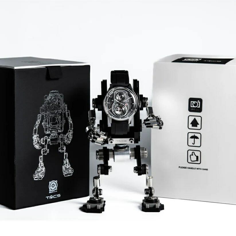 【限定399本セット】タックス TACS 腕時計 自動巻き 機械式 メンズ TWIN LENS ツインレンズ ホワイト ブラック ラバーベルトロボトイズ カメラ※の画像