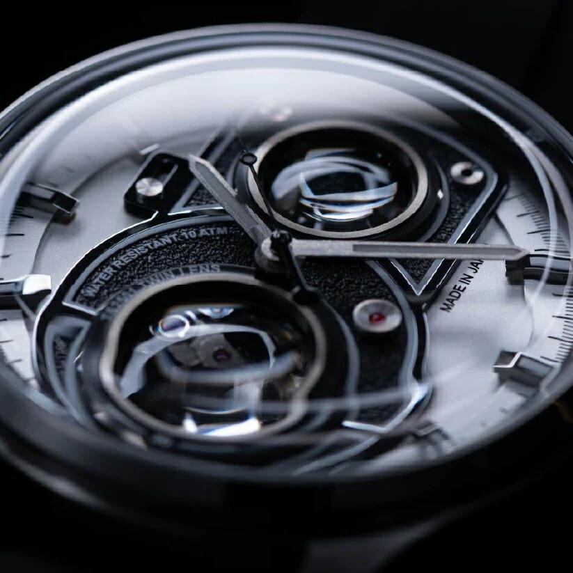 【限定399本セット】タックス TACS 腕時計 自動巻き 機械式 メンズ TWIN LENS ツインレンズ ホワイト ブラック ラバーベルトロボトイズ カメラ※の画像