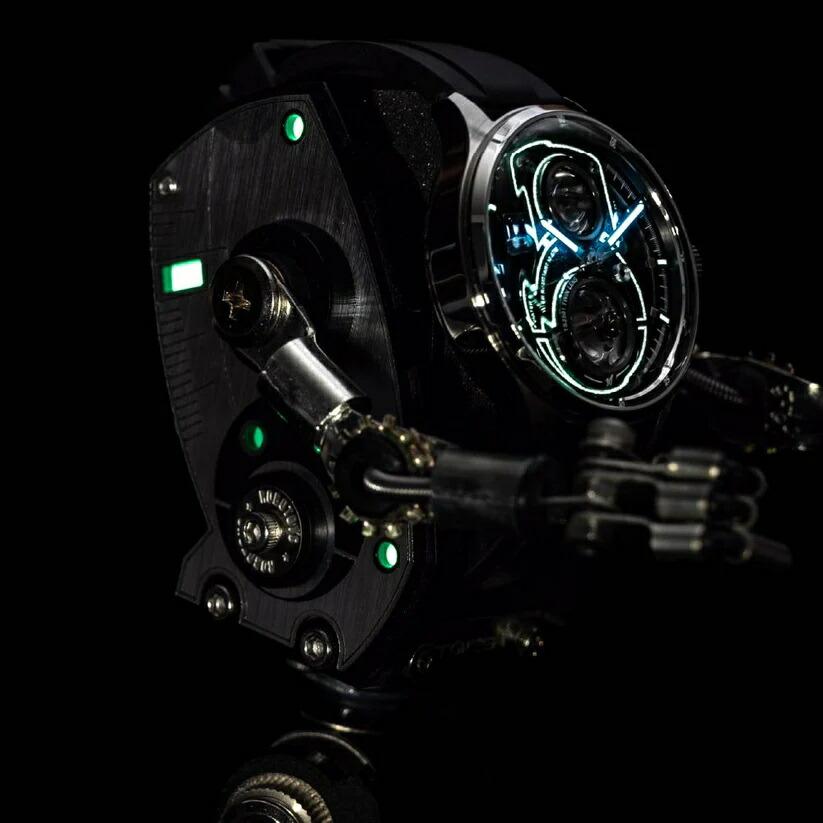 【限定399本セット】タックス TACS 腕時計 自動巻き 機械式 メンズ TWIN LENS ツインレンズ ホワイト ブラック ラバーベルトロボトイズ カメラ※の画像