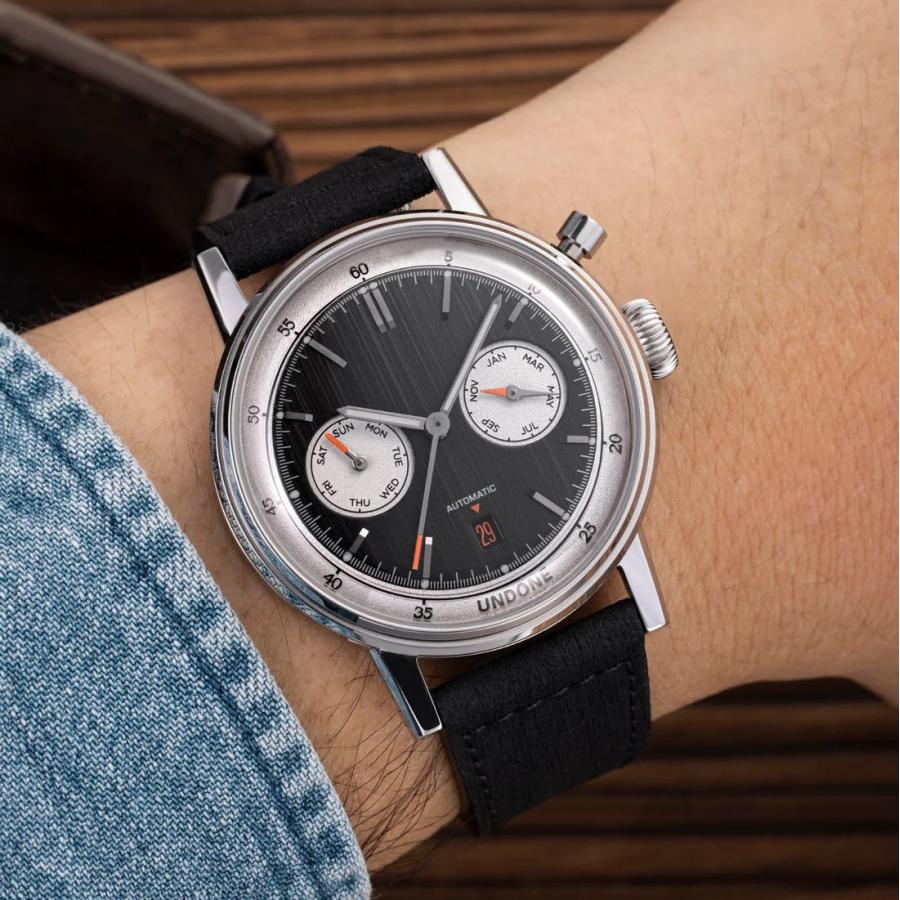 アンダーン UNDONE 腕時計 自動巻き 機械式 メンズ Urban Automatic アーバン ヴィンテージ キリー シルバー グレー  ブラック レザーベルト 革ベルトの画像