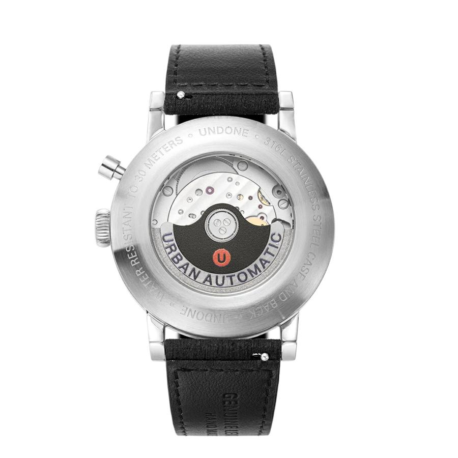 アンダーン UNDONE 腕時計 自動巻き 機械式 メンズ Urban Automatic アーバン ヴィンテージ キリー シルバー グレー  ブラック レザーベルト 革ベルトの画像
