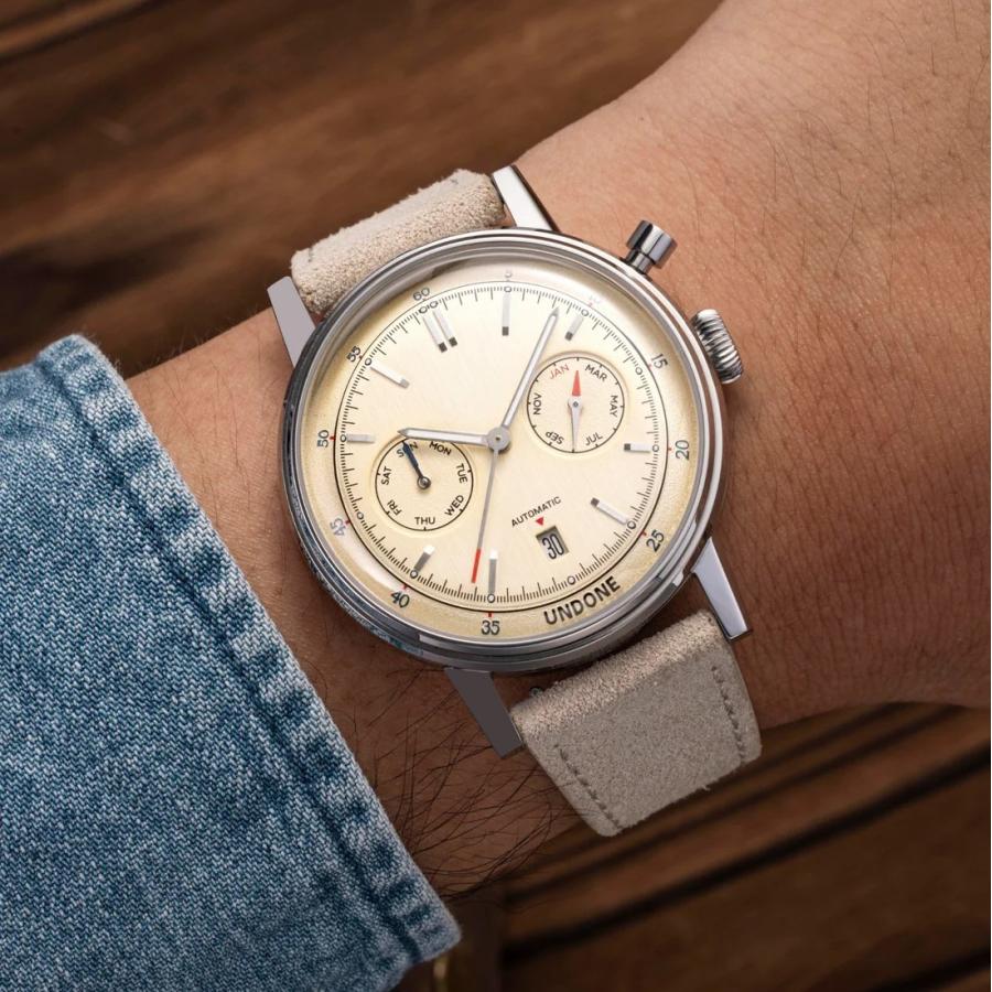 アンダーン UNDONE 腕時計 自動巻き 機械式 メンズ Urban Automatic アーバン ヴィンテージ キリー シルバー グレー  ブラック レザーベルト 革ベルトの画像