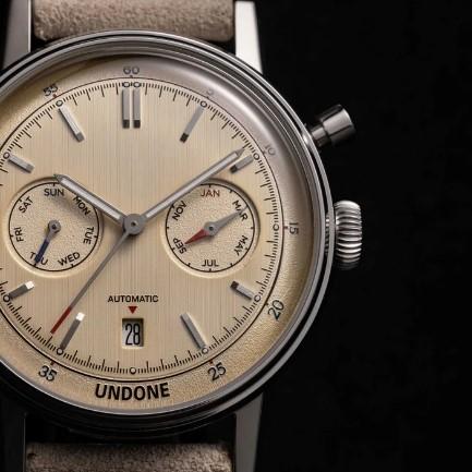 アンダーン UNDONE 腕時計 自動巻き 機械式 メンズ Urban Automatic アーバン ヴィンテージ キリー シルバー グレー  ブラック レザーベルト 革ベルトの画像