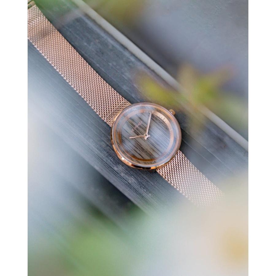 ヴェアホイVEJRHOJ 腕時計 木製 メンズ レディース The ROSE 34mm/40mm ザローズ ウォールナット ピンクゴールド メッシュベルト レザーベルト革ベルト北欧の画像