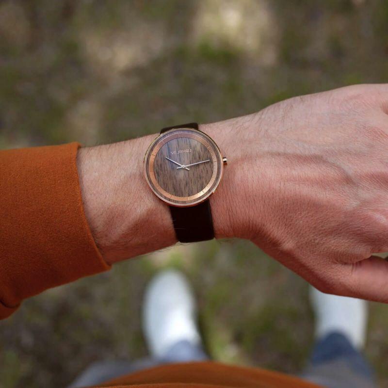 ヴェアホイVEJRHOJ 腕時計 木製 メンズ レディース The ROSE 34mm/40mm ザローズ ウォールナット ピンクゴールド メッシュベルト レザーベルト革ベルト北欧の画像