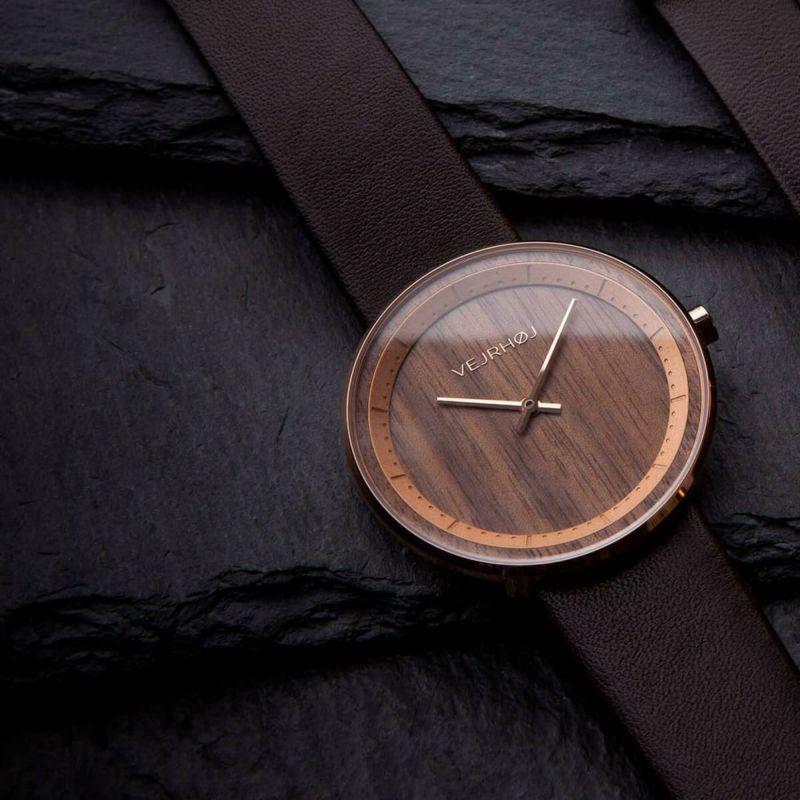 ヴェアホイVEJRHOJ 腕時計 木製 メンズ レディース The ROSE 34mm/40mm ザローズ ウォールナット ピンクゴールド メッシュベルト レザーベルト革ベルト北欧の画像