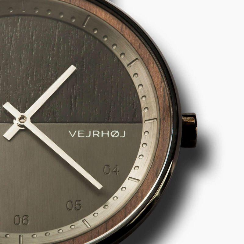ヴェアホイ VEJRHOJ 腕時計 木製  メンズ レディース The NIGHT 40mm ザ ナイト ウォールナット メッシュベルト レザーベルト 革ベルト 北欧の画像