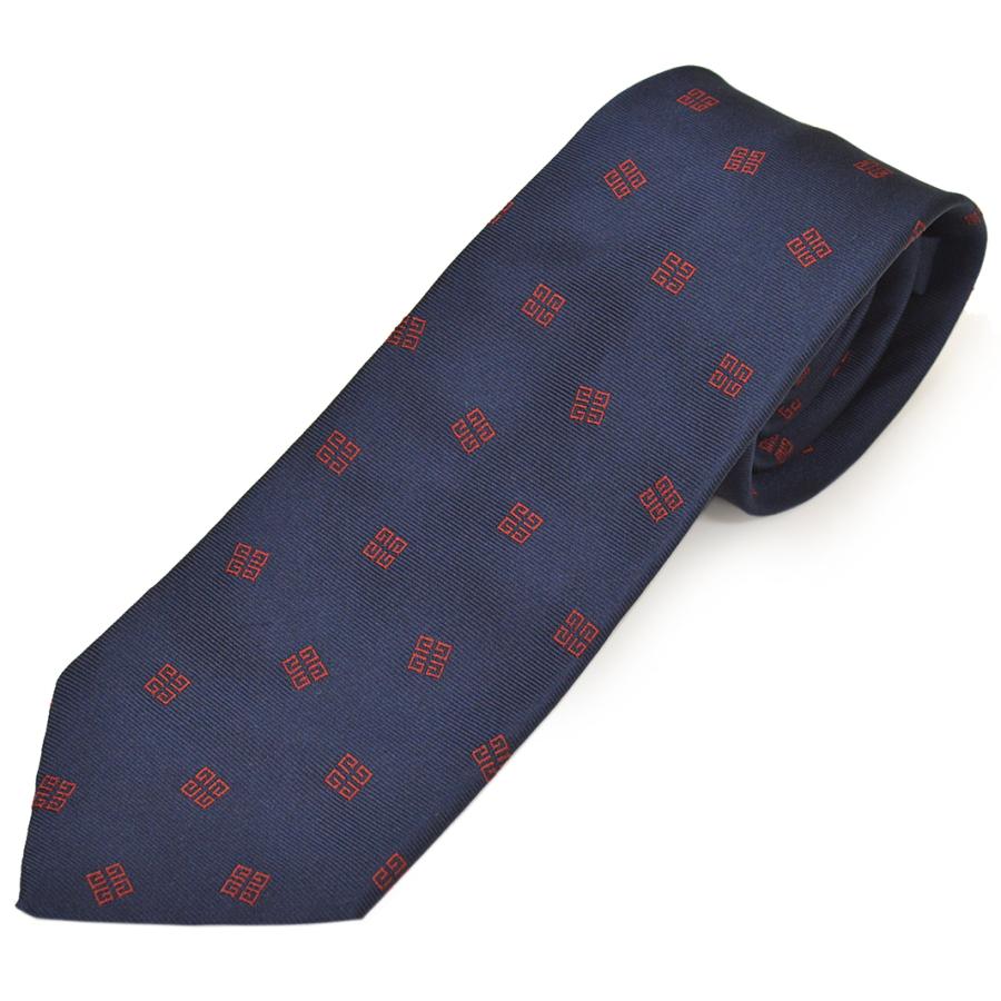 ネクタイ ジバンシイ メンズ Givenchy ブランドロゴ柄シルクネクタイ サイズ剣幅8cm Egy21w014 J4515 4 Navy ネイビー レッド 限定セール