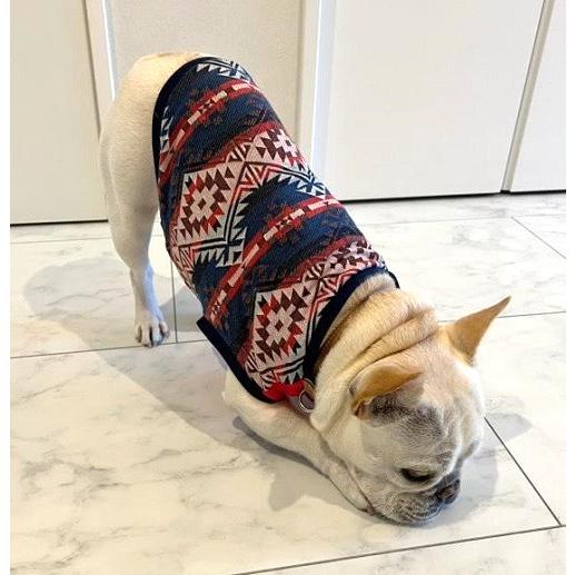 フレンチブルドッグ 服 パグ ネイティブ柄ジャガード レッドホットT