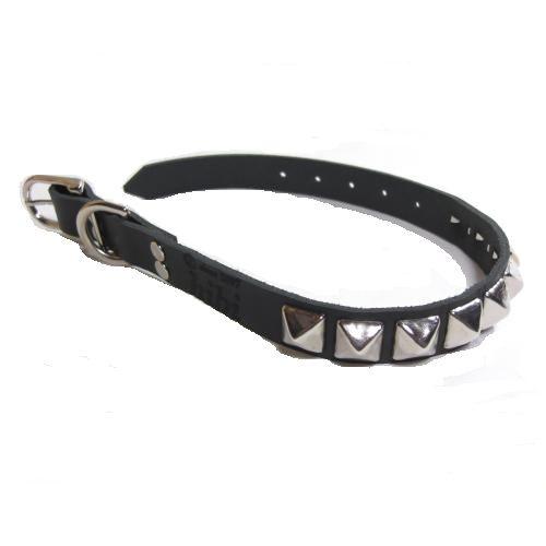 犬の首輪 2cm幅レザー ピラミッドスタッズ付き : 犬の服 首輪 犬の