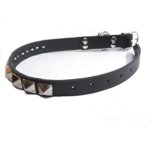 犬の首輪 2cm幅レザー ピラミッドスタッズ付き : 犬の服 首輪 犬の