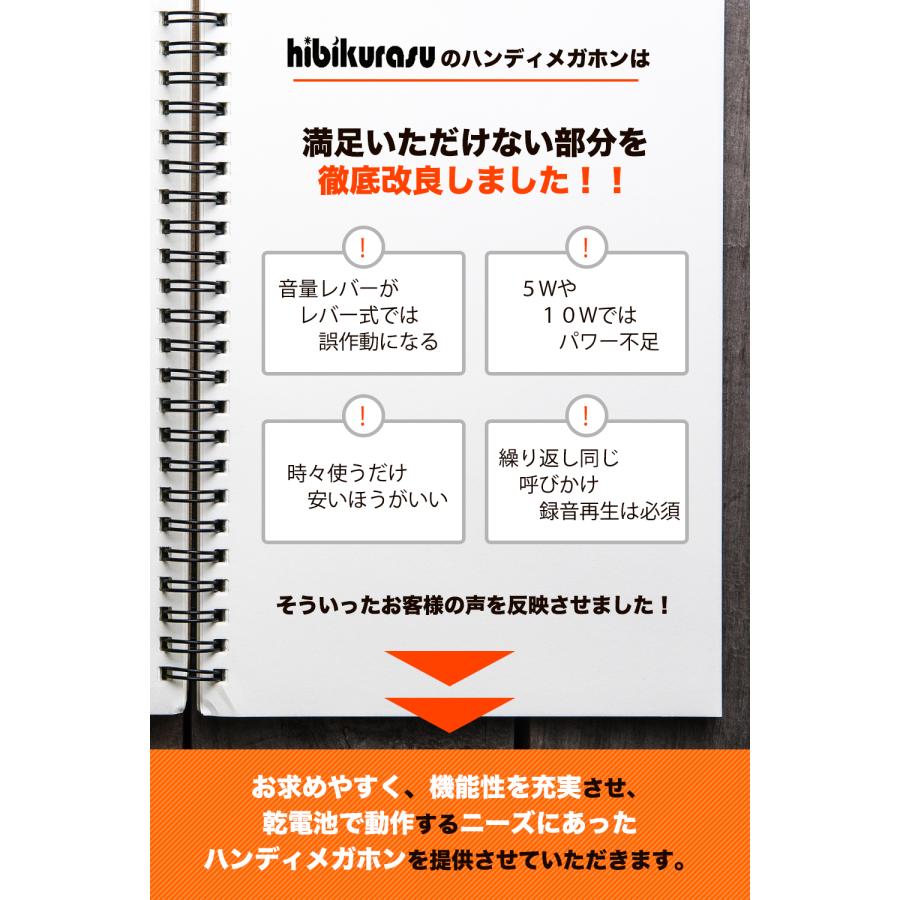 hibikurasu メガホン 拡声器 録音機能付き 20W サイレン hibikurasu メガホン 拡声器 録音機能付き 20W サイレン