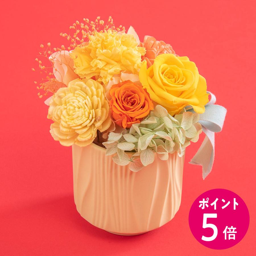 【ポイント5倍】【日比谷花壇公式】母の日 イエローオレンジ系 プリザーブドフラワーアレンジメント「ボヌール・ジャルダン」（Yahoo!・日比谷花壇 ヤフー店）