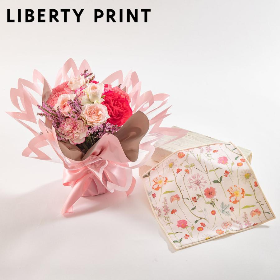 誕生日 花 プレゼント 花束 リバティプリント ミニハンドタオル スプリング ガーデン とそのまま飾れるブーケのセット ホワイトデー