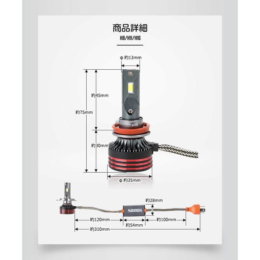 H8 H11 H16 HIR2 LED ヘッドライト フォグランプ LEDバルブ 2本左右セットバルブ  12000LM ドレスアップ 車検対応｜hid-led-carpartsshop｜13