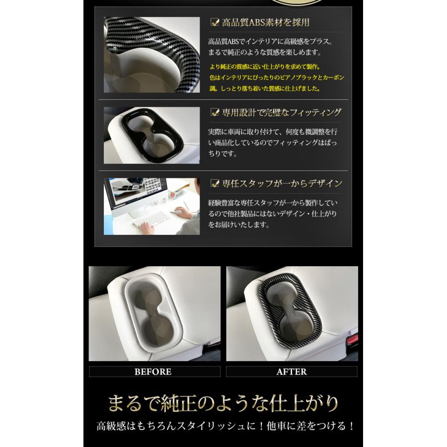 ホンダ ヴェゼル RV系 専用 後部座席ドリンクホルダーカバー 1PCS カーボン調／ピアノブラック 内装 ドレスアップ | YOURS | 05
