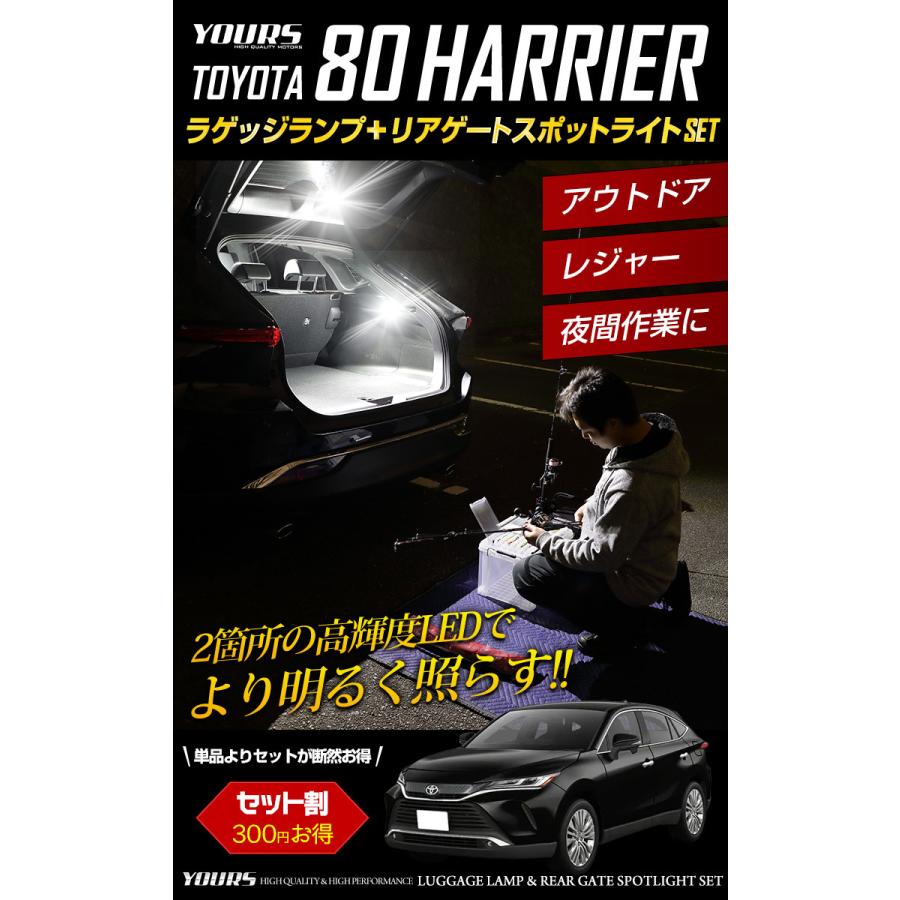 トヨタ ハリアー 80系 専用 ラゲッジランプ＋リアゲートスポットライト LED セット ラゲッジ スポットライト[5]｜hid-led-carpartsshop｜02