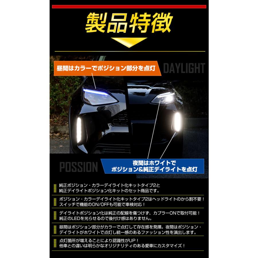 トヨタ ヤリスクロス 専用 YARIS CROSS 純正ポジション・カラーデイライト化タイプ2 ＋ 純正デイライトポジション化 キット セット LED[5]｜hid-led-carpartsshop｜05