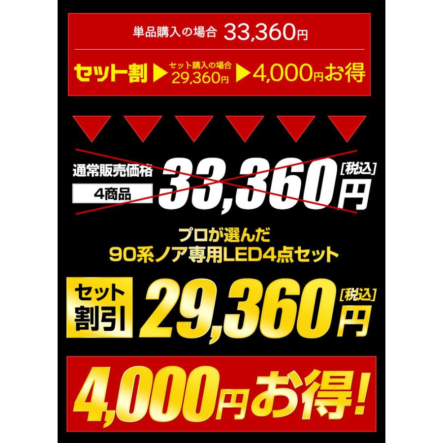 90系 ノア LED 4点セット フォグ【ホワイト / イエロー】 ウィンカー バックランプ ラゲッジランプ 車検対応 NOAH アクセサリー ドレスアップ | YOURS | 04