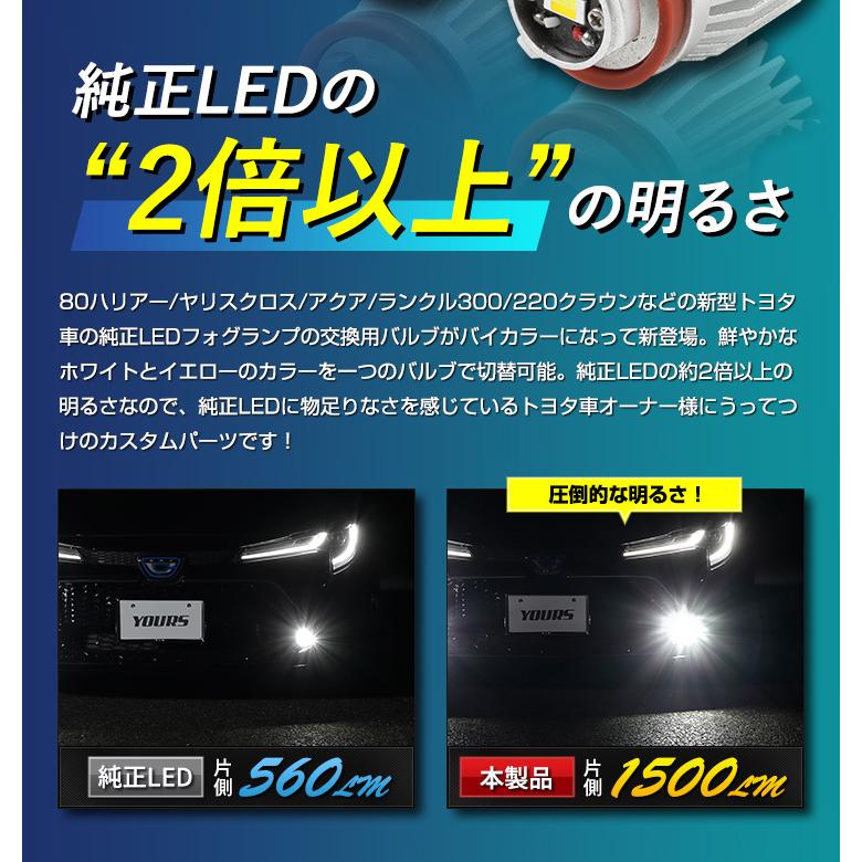 新型トヨタ車専用 純正フォグランプ 交換用 L1B 2色切替 LEDバルブカローラクロス 80ハリアー ヤリスクロス 新型アクア 等｜hid-led-carpartsshop｜05