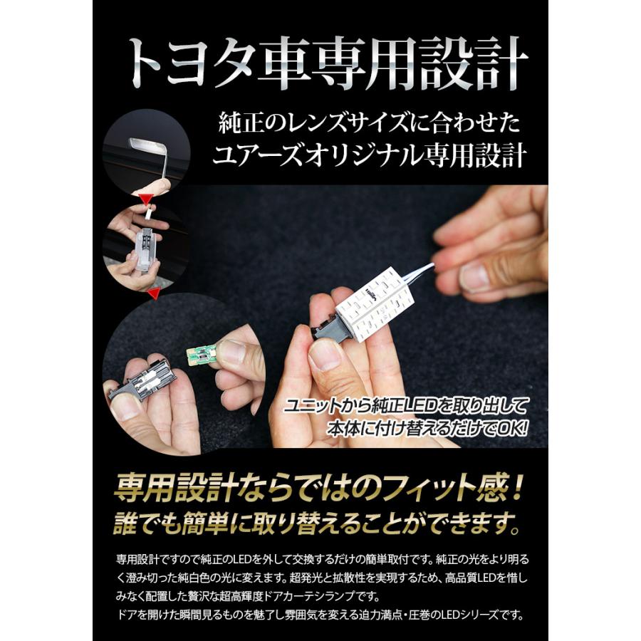 YOURS トヨタ純正 LED 車用 ドアカーテシランプ [赤点滅/白点灯] 2個