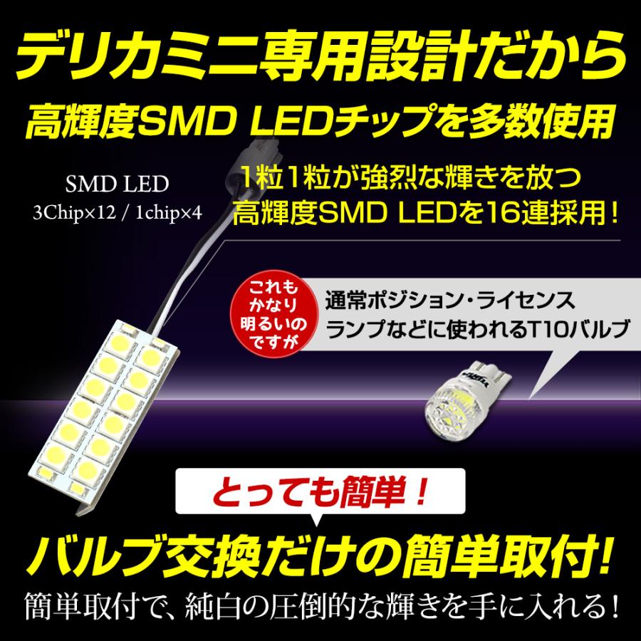 デリカミニ B34A B35A B37A B38A 車種専用設計 LED ライセンスランプ ナンバー灯 車検対応 三菱 アクセサリー ドレスアップ パーツ｜hid-led-carpartsshop｜05