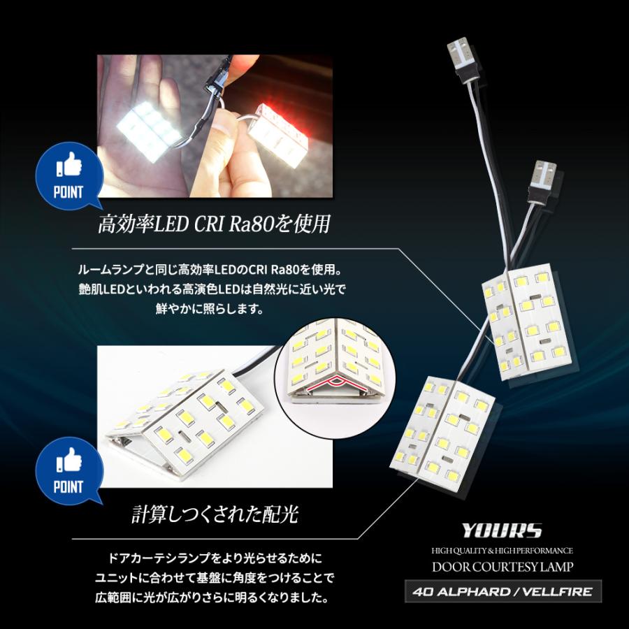 アルファード ヴェルファイア40系 LED ドアカーテシランプ 2個セット ルームランプ 純正LED 室内灯 トヨタ TOYOTA | YOURS | 05