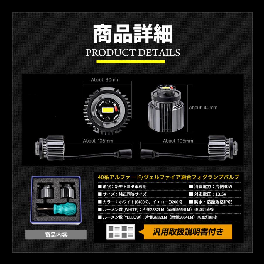 トヨタ　アルファード、ヴェルファイア40系　純正LEDフォグランプ左右　新車外し YOURS アルファード ヴェルファイア40系 適合 純正 フォグランプ