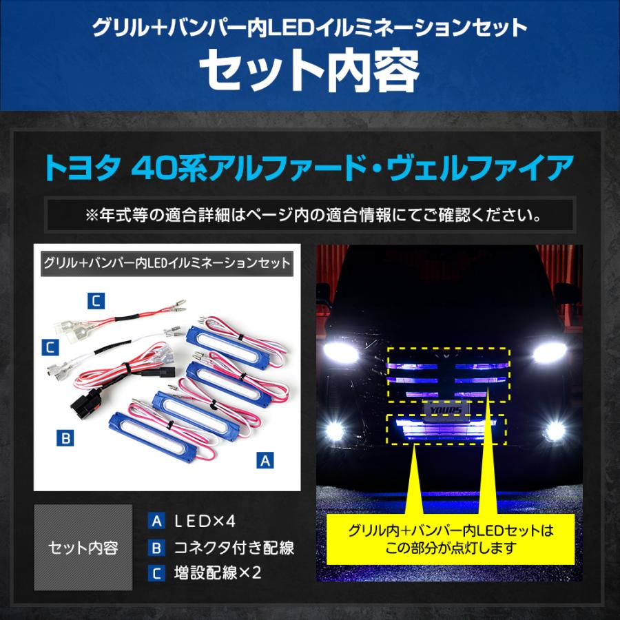 ヴェルファイア40系 アルファード40系 専用 LED  グリル内・バンパー内イルミネーション トヨタ TOYOTA[5]｜hid-led-carpartsshop｜19