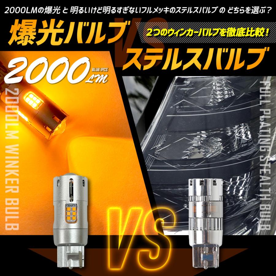 ルークス 40系 適合 ウインカー 抵抗内蔵 4個/1set ステルスバルブ T20 ピンチ部違い 2000LM ROOX ウィンカー アンバー NISSAN 日産｜hid-led-carpartsshop｜02