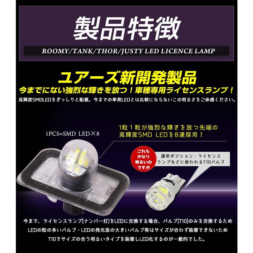 ルーミー・タンク・トール・シャスティ 専用 LED ライセンス ランプ ナンバー灯 1個 T10 車検対応｜hid-led-carpartsshop｜02