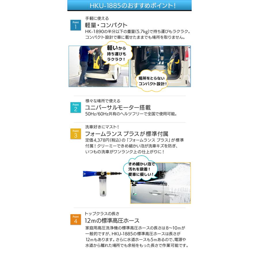 ヒダカ 家庭用 高圧洗浄機 HKU-1885 アクセサリー6点付き スペシャル