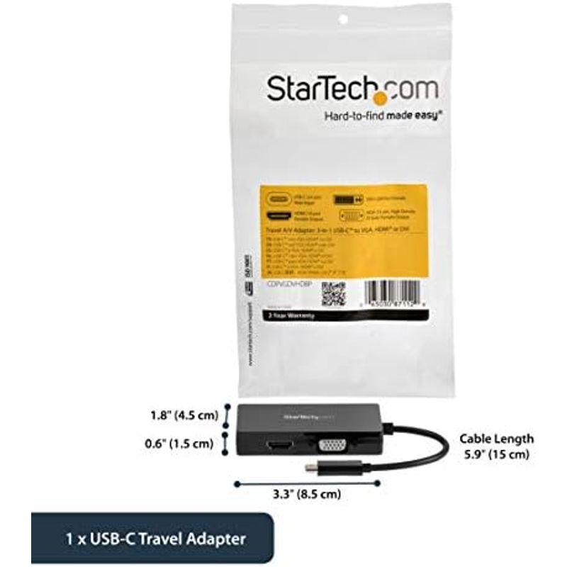 StarTech.com 3 in 1 USB Type-Cマルチアダプタ 4K/30Hz USB-C - HDMI/DVI/VGA ブラッ｜hidarikiki｜05