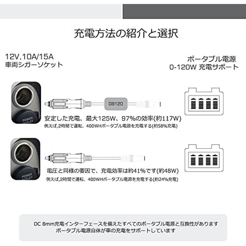 12.8V出力シガレットライター急速充電アダプター(入力9-30V)最大120WおよびDC8mm入力のポータブル電源をサポートする効果的なア｜hidarikiki｜06