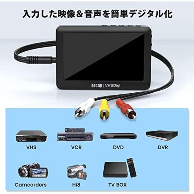キャプチャーボックス VHSビデオキャプチャー 4.3インチ液晶モニター デジタル保存 PC操作不要 USB2.0/TFカード保存 HDMI｜hidarikiki｜03