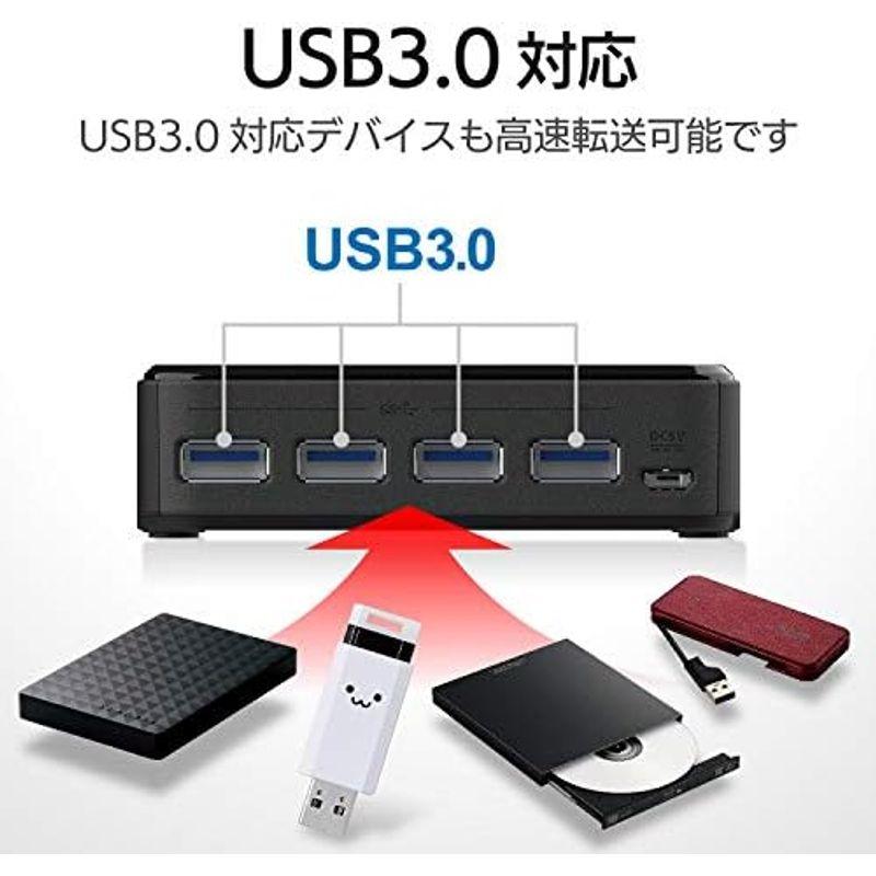 切替器 ブラック USB切替器 エレコム PC→2ポート USB3.0→4ポート 手元スイッチ U3SW-T2｜hidarikiki｜08