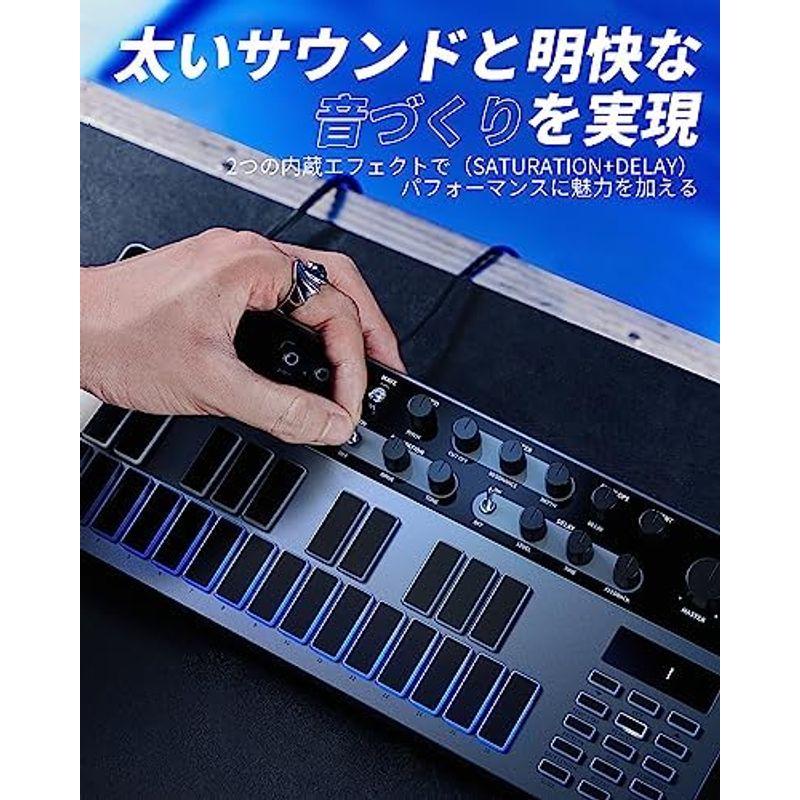 単品配送 Donner シンセサイザー Essential B1 アナログ ベース シーケンサー 128パターン LEDスクリーン MIDI IN/O