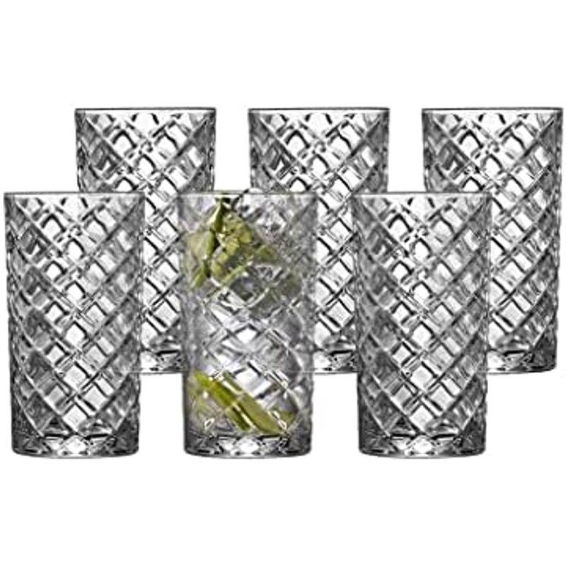 Lyngby Glas(リュンビューグラス) カラフェ(1.3L)＆ハイボールグラス(410ml)6個セット クリアー Diamond 25