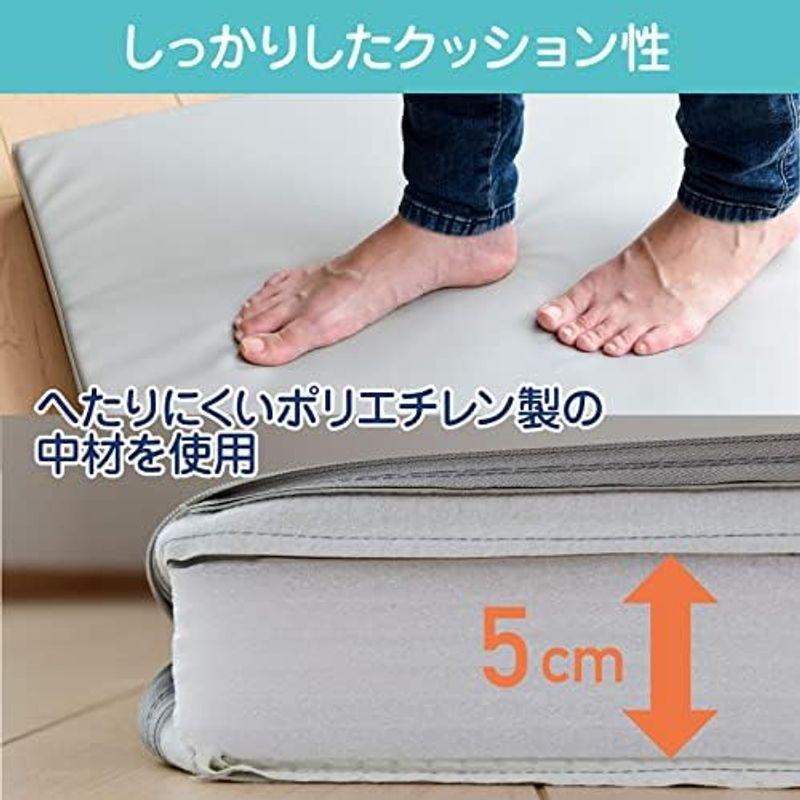 山善 プレイマット 赤ちゃん 90×90cm 厚み5cm 正方形 2つ折り マット 床 フロア 完成品 グレー IRM-9090F2C(GY｜hidarikiki｜12